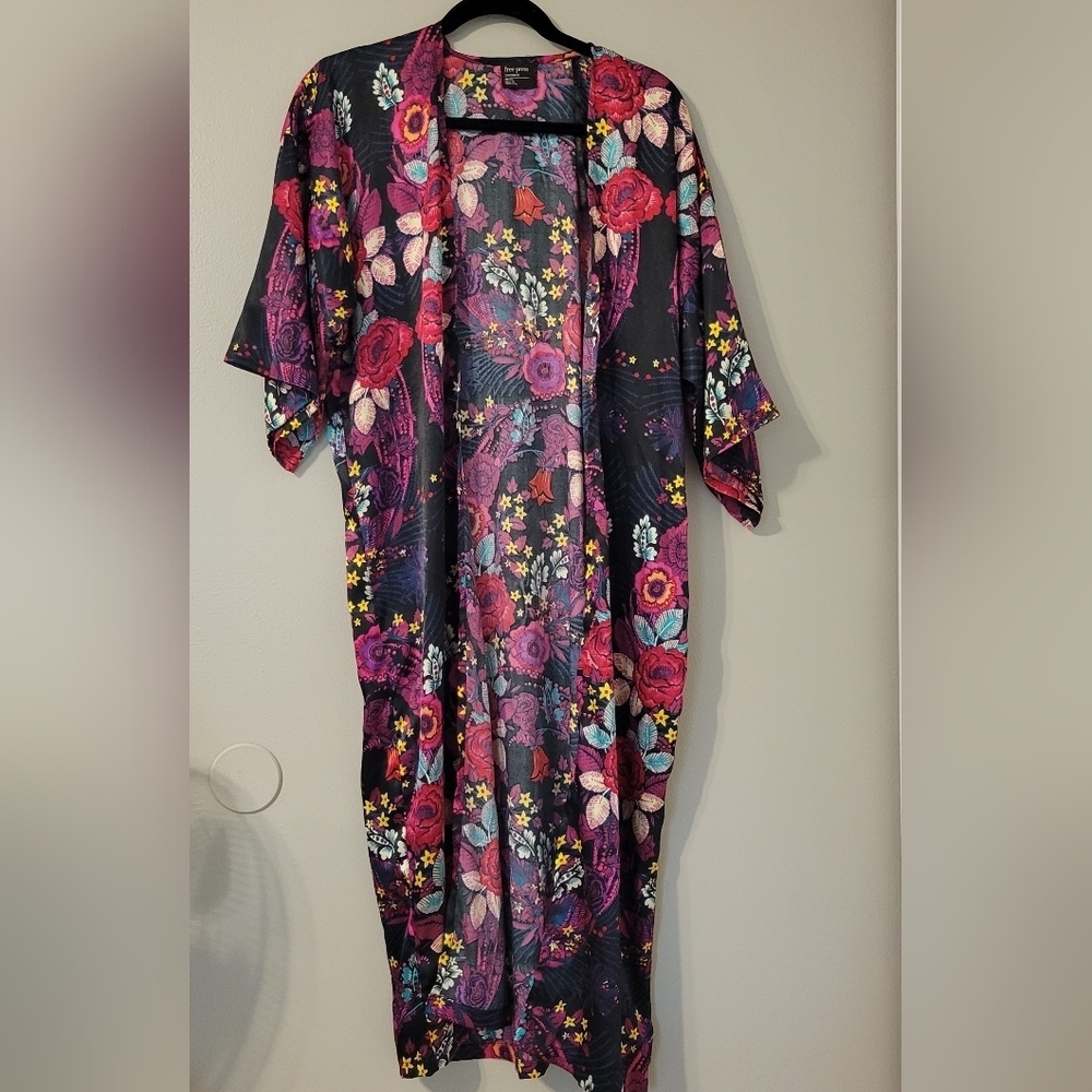 Free Press Women's One Size Floral Kimono Duster Cover Up - Multicolor - Picture 3 of 8